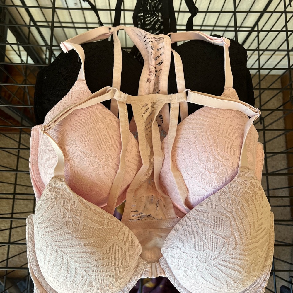 PINK Victoria's Secret Lace Bra Duo - Light Pink & Black